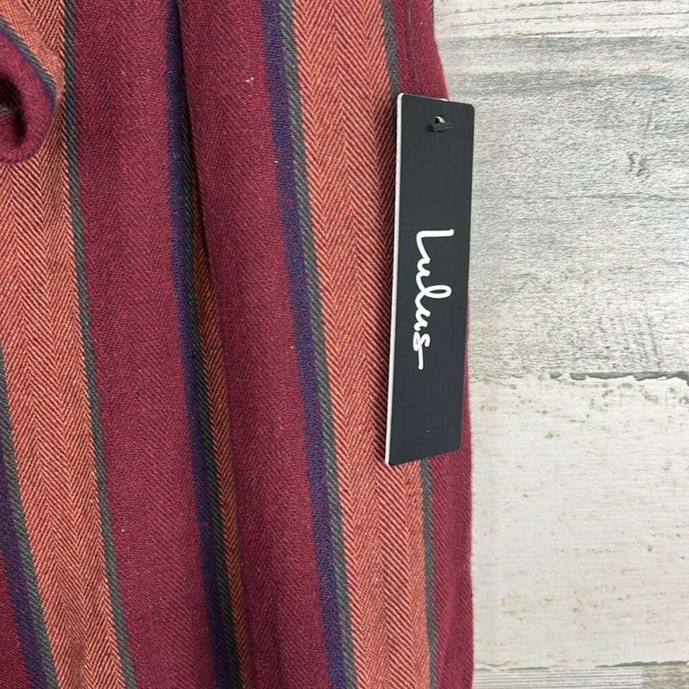 NWT Lulu’s Cotton Renfroe Burgundy Striped Pants Women’s Size Small - Picture 6 of 10